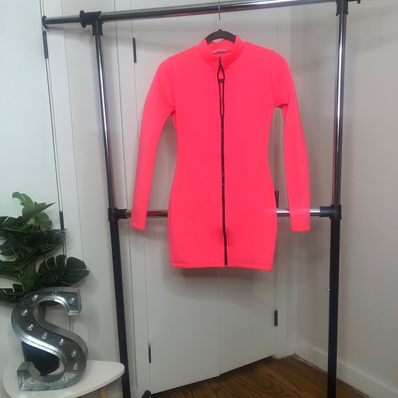 Neon Pink Mini Dress - Picture 1 of 2